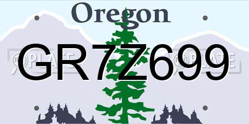 GR7Z699 Oregon License Plate