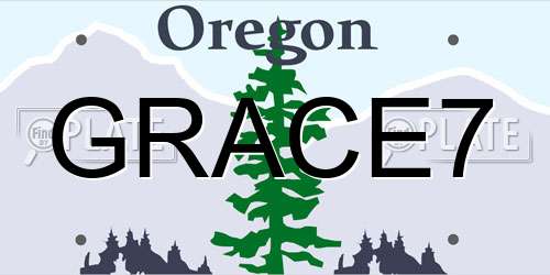 GRACE7 Oregon License Plate