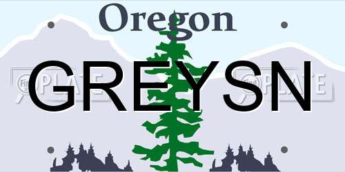 GREYSN Oregon License Plate
