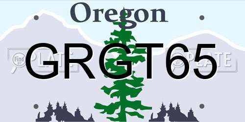 GRGT65 Oregon License Plate