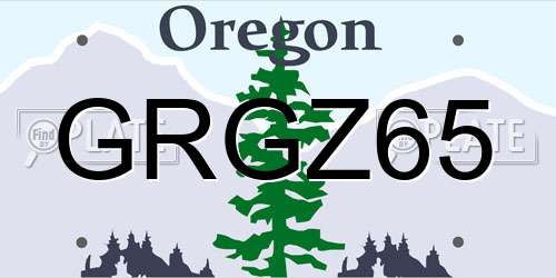GRGZ65 Oregon License Plate
