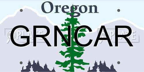 GRNCAR Oregon License Plate