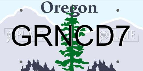 GRNCD7 Oregon License Plate