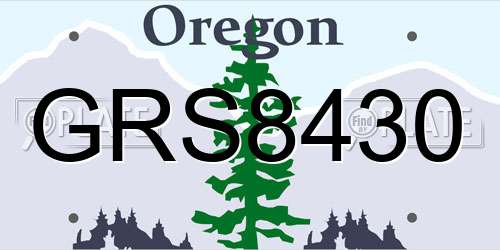 GRS8430 Oregon License Plate