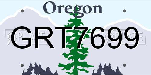 GRT7699 Oregon License Plate