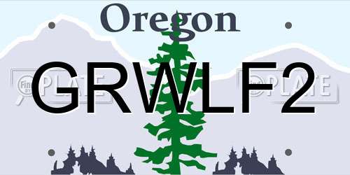 GRWLF2 Oregon License Plate