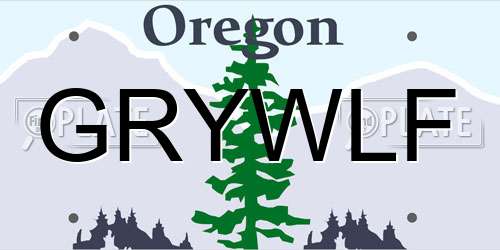 GRYWLF Oregon License Plate