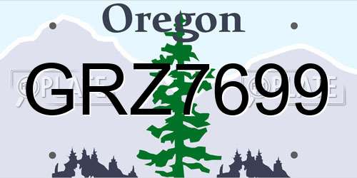 GRZ7699 Oregon License Plate