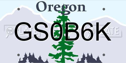 GS0B6K Oregon License Plate
