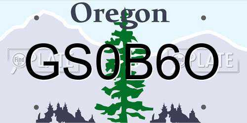 GS0B6O Oregon License Plate