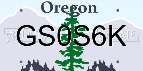GS0S6K Oregon License Plate