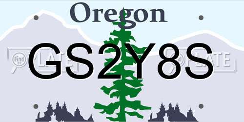 GS2Y8S Oregon License Plate