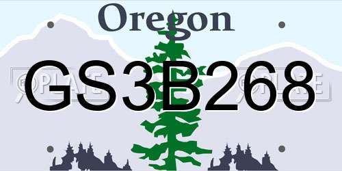 GS3B268 Oregon License Plate