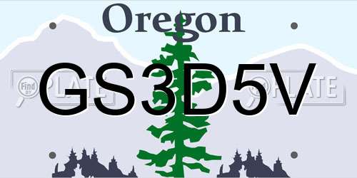 GS3D5V Oregon License Plate