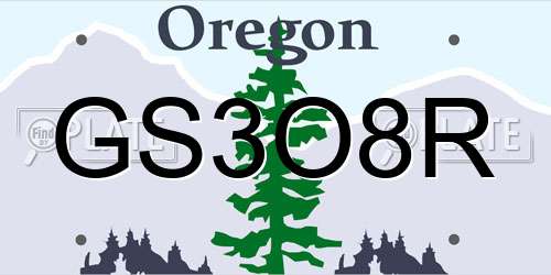 GS3O8R Oregon License Plate