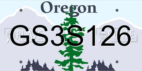 GS3S126 Oregon License Plate