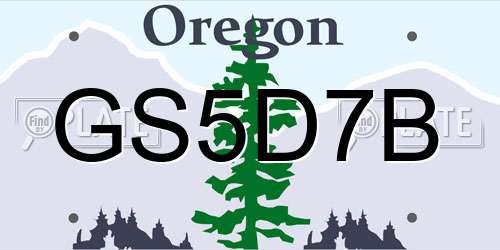 GS5D7B Oregon License Plate