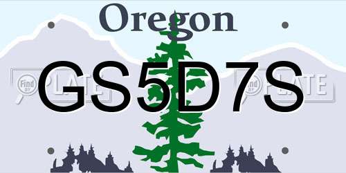 GS5D7S Oregon License Plate