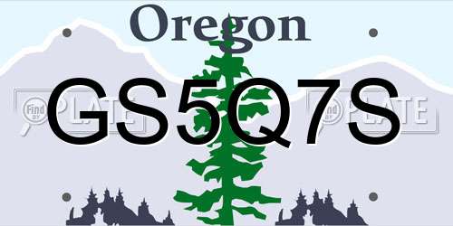 GS5Q7S Oregon License Plate