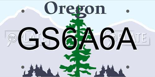 GS6A6A Oregon License Plate