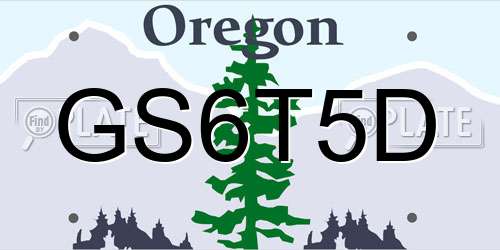 GS6T5D Oregon License Plate