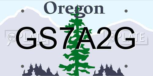 GS7A2G Oregon License Plate