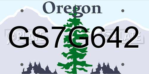 GS7G642 Oregon License Plate