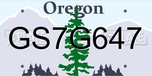GS7G647 Oregon License Plate