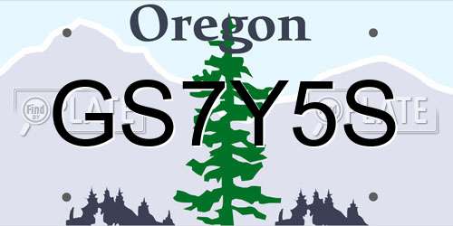 GS7Y5S Oregon License Plate