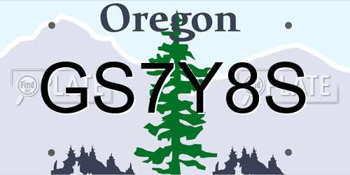 GS7Y8S Oregon License Plate