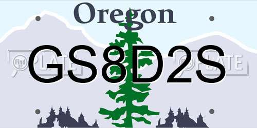 GS8D2S Oregon License Plate