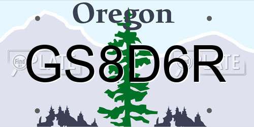 GS8D6R Oregon License Plate