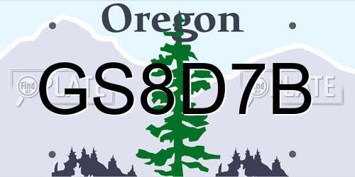 GS8D7B Oregon License Plate
