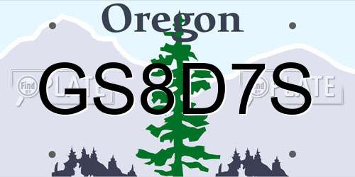 GS8D7S Oregon License Plate