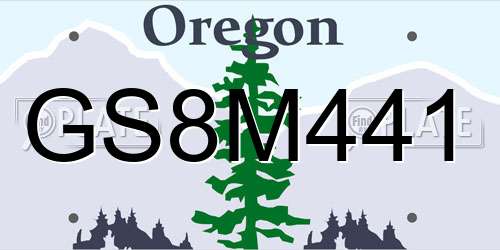GS8M441 Oregon License Plate