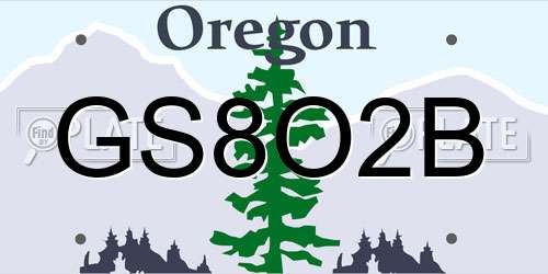GS8O2B Oregon License Plate
