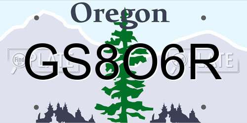 GS8O6R Oregon License Plate