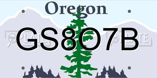 GS8O7B Oregon License Plate