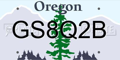 GS8Q2B Oregon License Plate