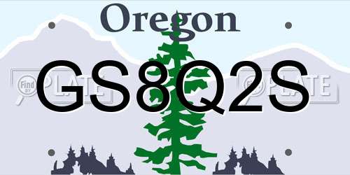 GS8Q2S Oregon License Plate