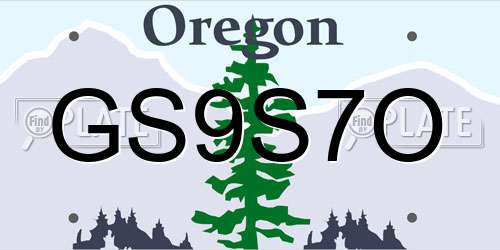 GS9S7O Oregon License Plate