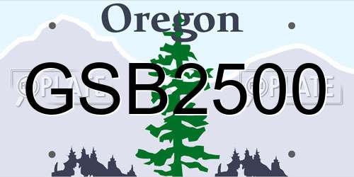 GSB2500 Oregon License Plate