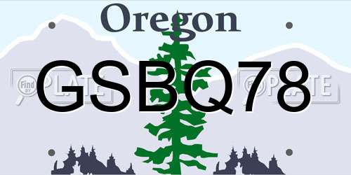 GSBQ78 Oregon License Plate