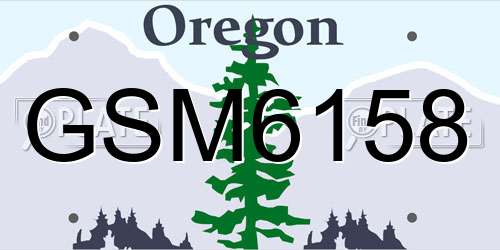 GSM6158 Oregon License Plate