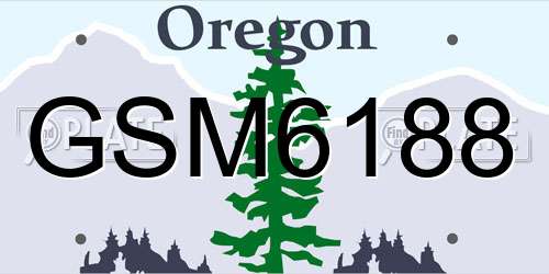 GSM6188 Oregon License Plate