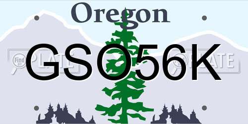 GSO56K Oregon License Plate