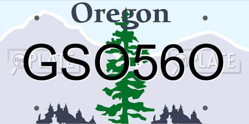 GSO56O Oregon License Plate