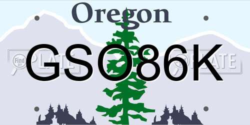 GSO86K Oregon License Plate