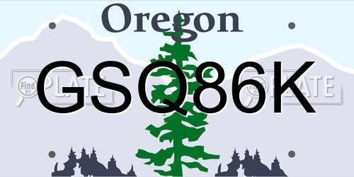GSQ86K Oregon License Plate