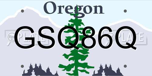 GSQ86Q Oregon License Plate